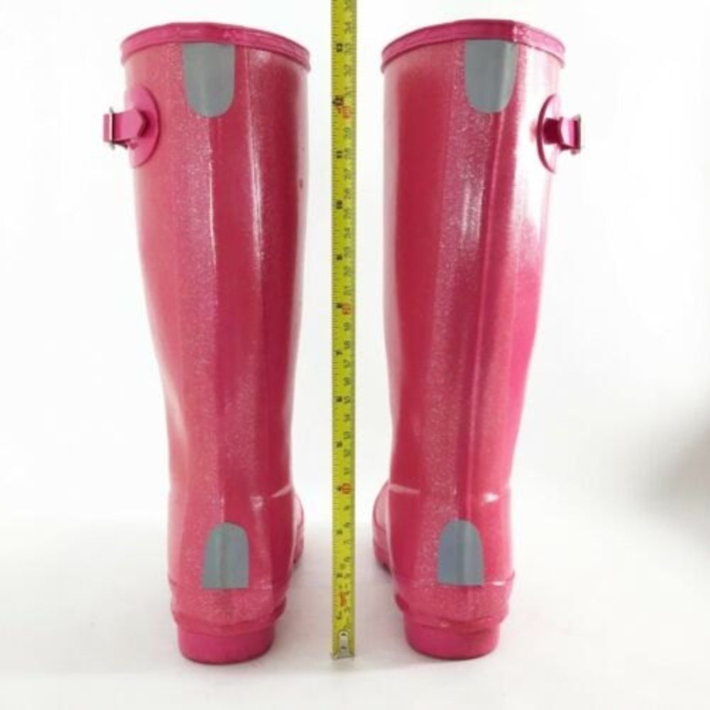 Hunter Original Glitter Fin Rain Boots Tall Pink Sparkle Big Kids Youth Girls 5 - Picture 8 of 11